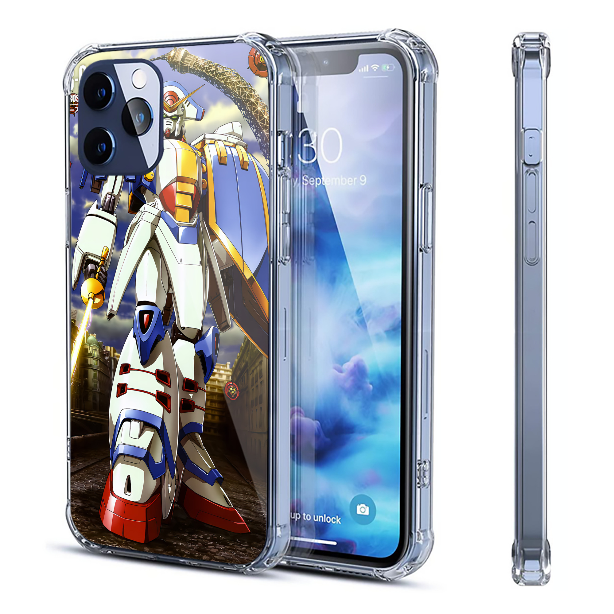 （画像用） 機動戦士ガンダム Mobile Suit Gundam 【iPhone 12シリーズ対応】透明スマホケース（クリアソフトケース）